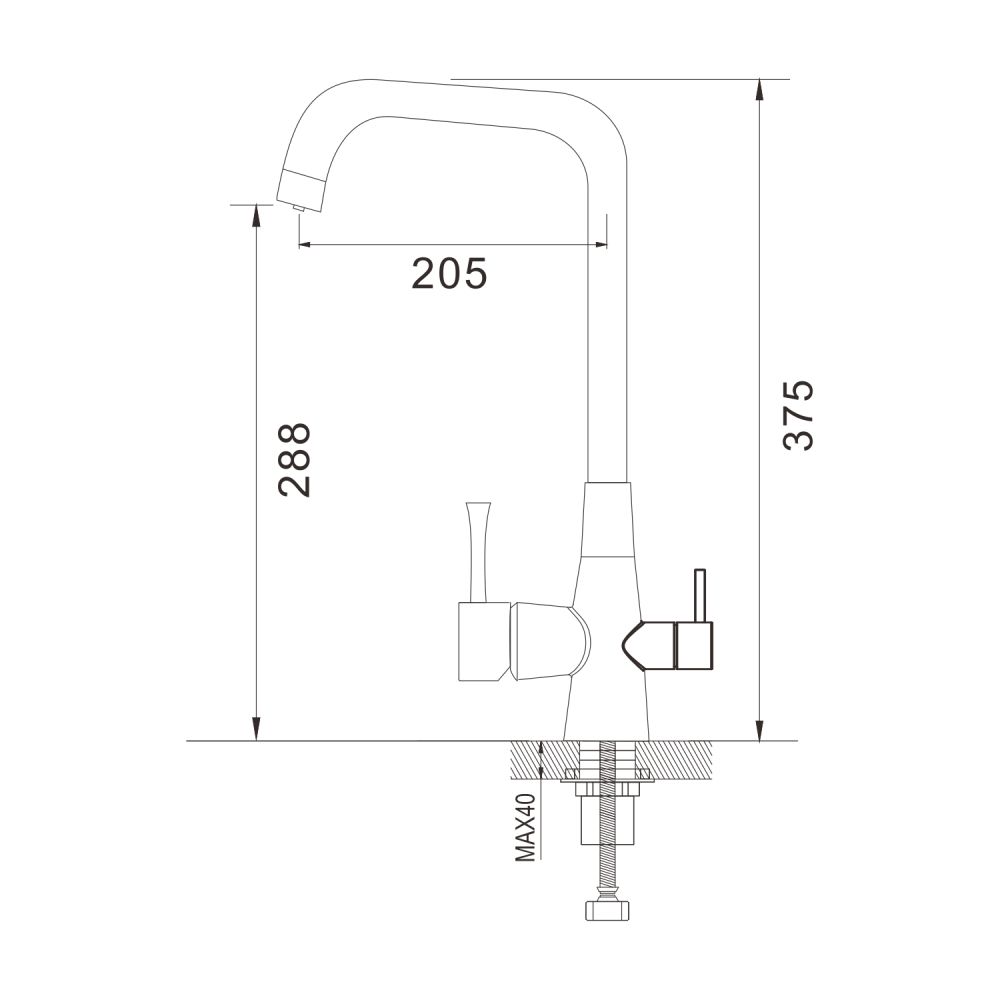 Смеситель для кухни с подключением фильтра Shevanik S528H, черный
