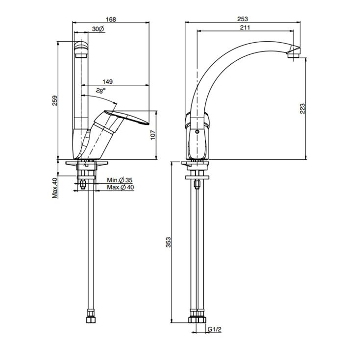 Fima Carlo Frattini Kitchen Смеситель для кухни, на 1 отв., цвет: хром Fima Carlo Frattini Kitchen Смеситель для кухни, на 1 отв., цвет: хром