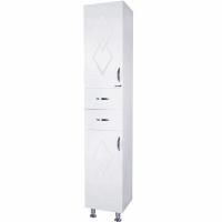 Шкаф пенал Bellezza Элеганс 35 с бельевой корзиной Белый