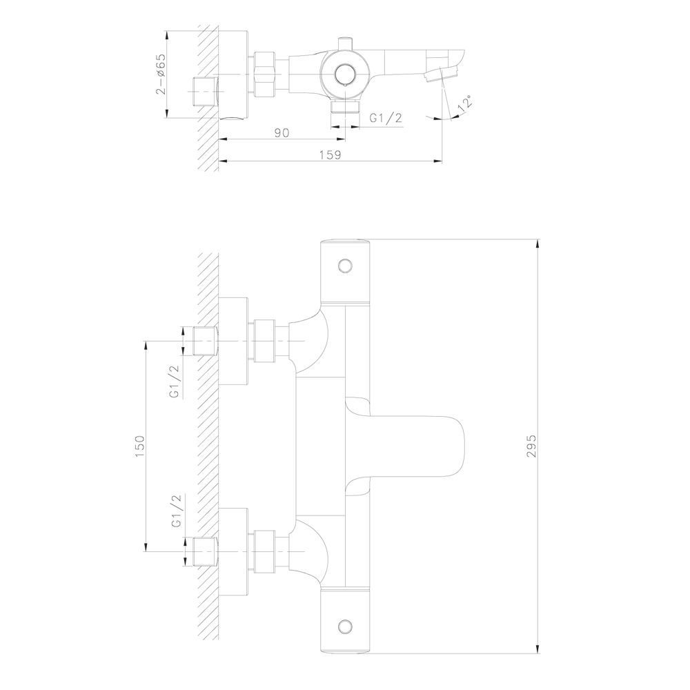 Смеситель для ванны термостатический Raiber RPB-008, черный