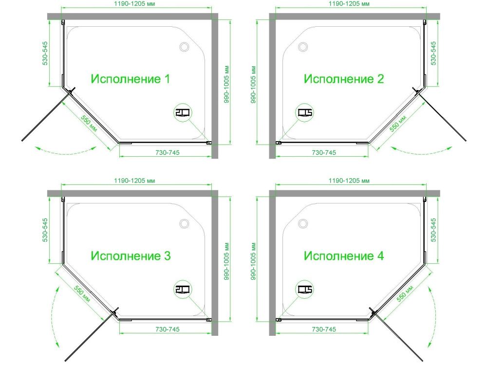 Душевой уголок Royal Bath RB 1210TR-C-CH  100х120х200 (матовое), артикул RB1210TR-C-CH