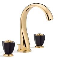 THG PETALE DE CRISTAL NOIR Смеситель для раковины на 3 отверстия, с донным клапаном, цвет полированное золото