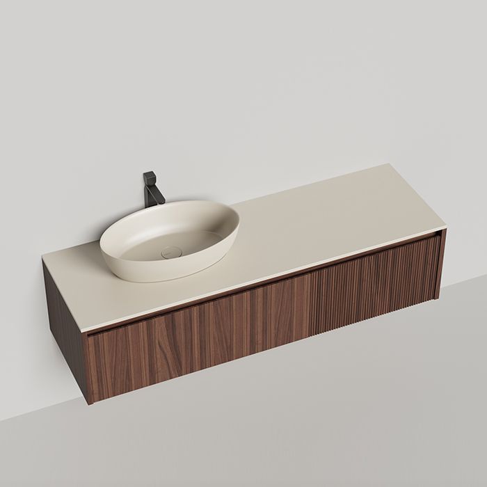 SALINI Domino Тумба со стол-цей без раковины1600х500х400 из S-Stone в сборе; крепеж; металл/ сифон; фасад орех, столеш. Ral9001 SALINI Domino Тумба со стол-цей без раковины1600х500х400 из S-Stone в сборе; крепеж; металл/ сифон; фасад орех, столеш. Ral9001
