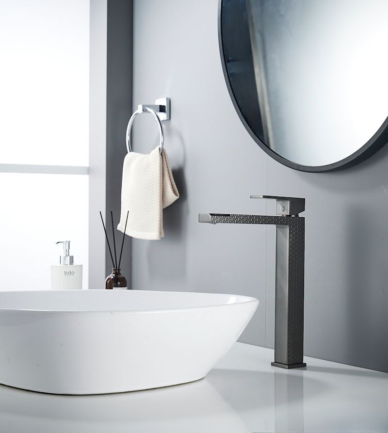 Смеситель для раковины высокий Knotlor KN-24/GMP, оружейная сталь