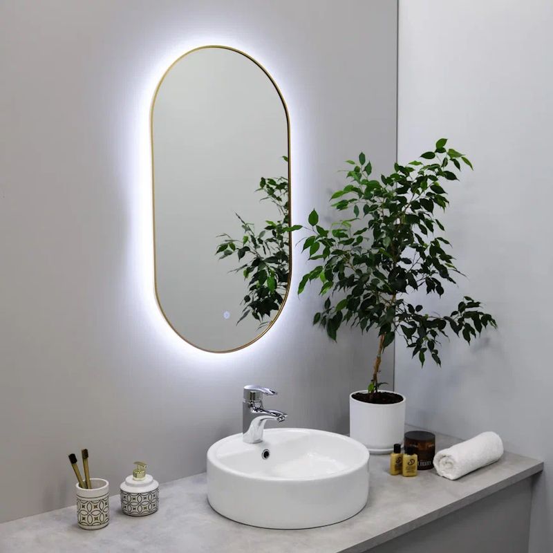 Зеркало с подсветкой LED Fixsen FX-3080G овальное 40х80 см, золотой сатин, артикул FX-3080G