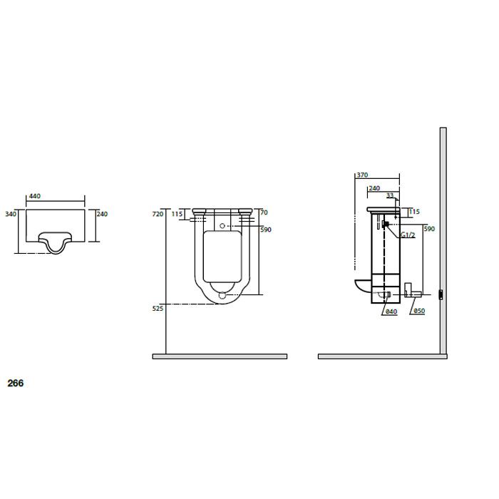 Kerasan Waldorf Писсуар подвесной с сифоном и комплектом крепежей, цвет черный
