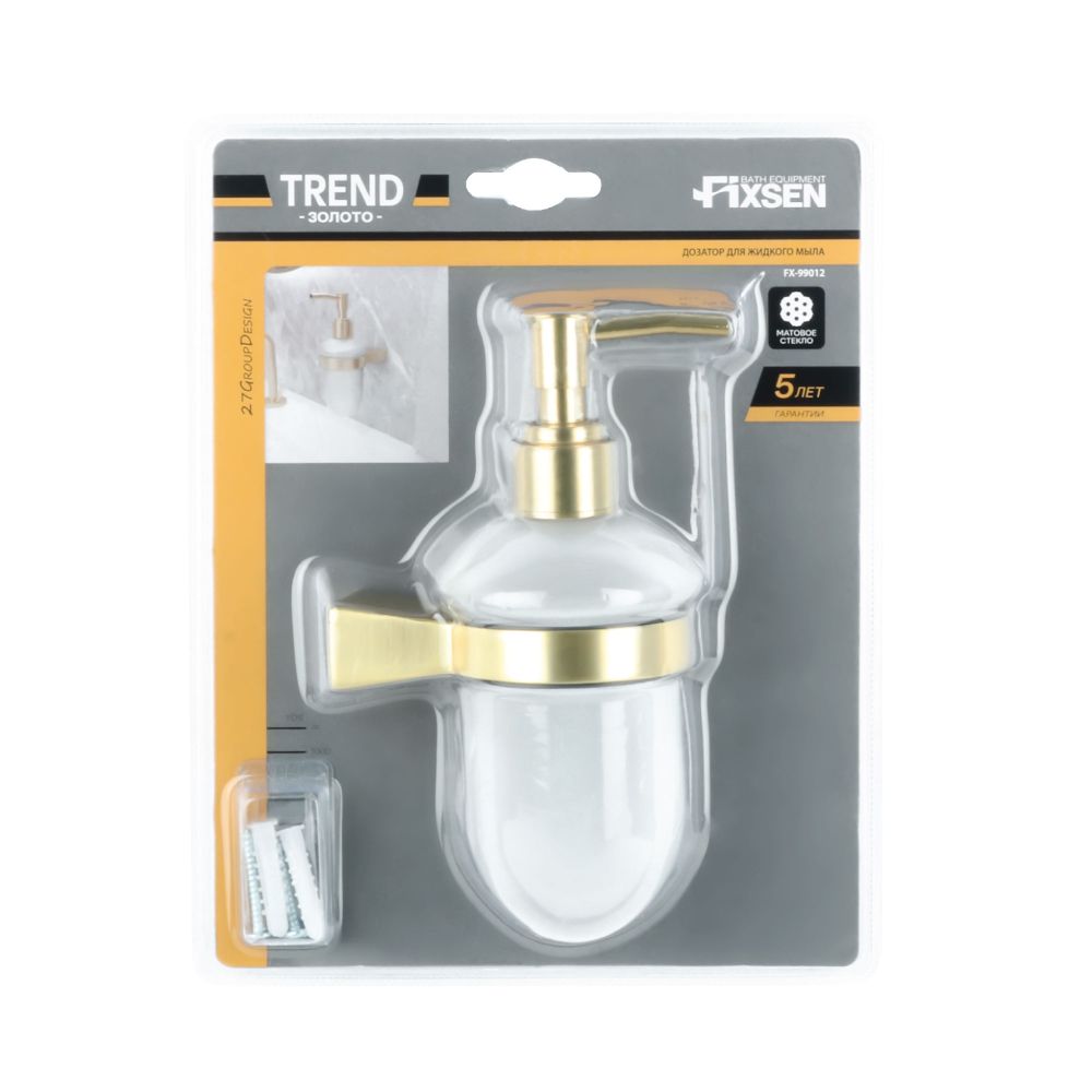Дозатор жидкого мыла FIXSEN TREND GOLD FX-99012, матовое золото