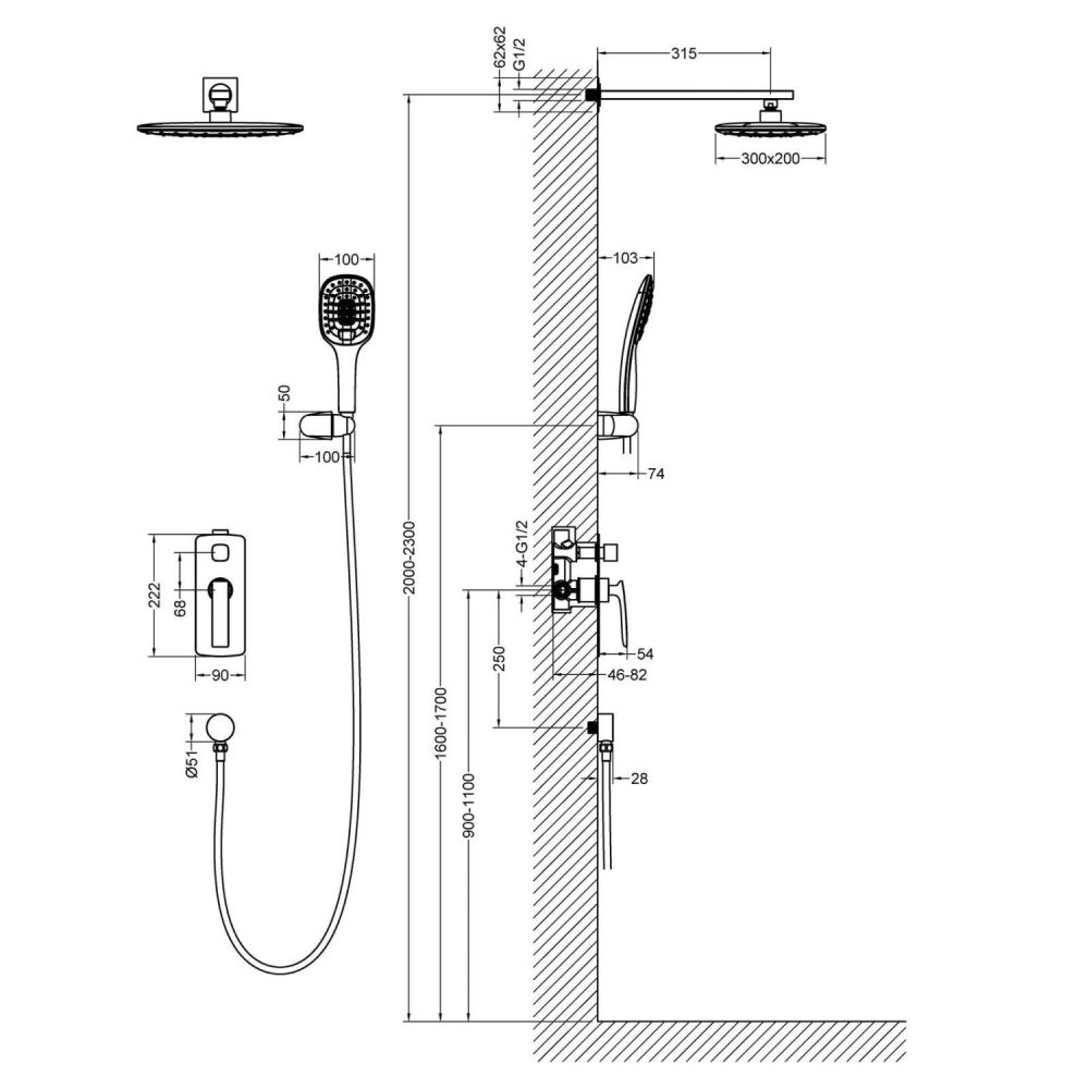 Душевая система встроенная Timo Helmi SX-4069/03SM черный, артикул SX-4069/03SM
