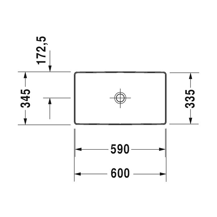 Duravit DuraSquare Умывальник 600 мм,  без перелива,  на столешницу, Цвет белый Duravit DuraSquare Умывальник 600 мм,  без перелива,  на столешницу, Цвет белый
