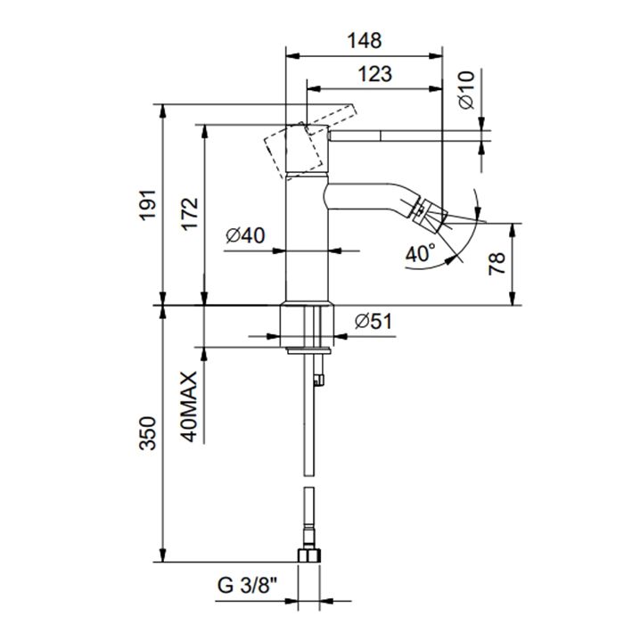 FANTINI NOSTROMO Смеситель для биде на 1 отверстие, однорычажный, без донного клапана, цвет черный матовый