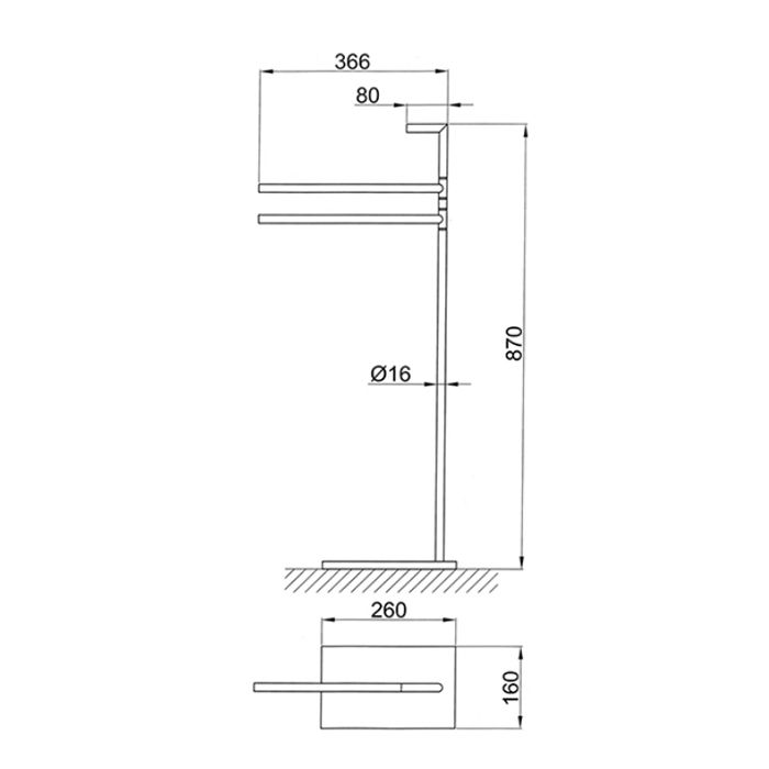 Fantini Young Напольная стойка с полотенцедержателями 366мм
, цвет: хром