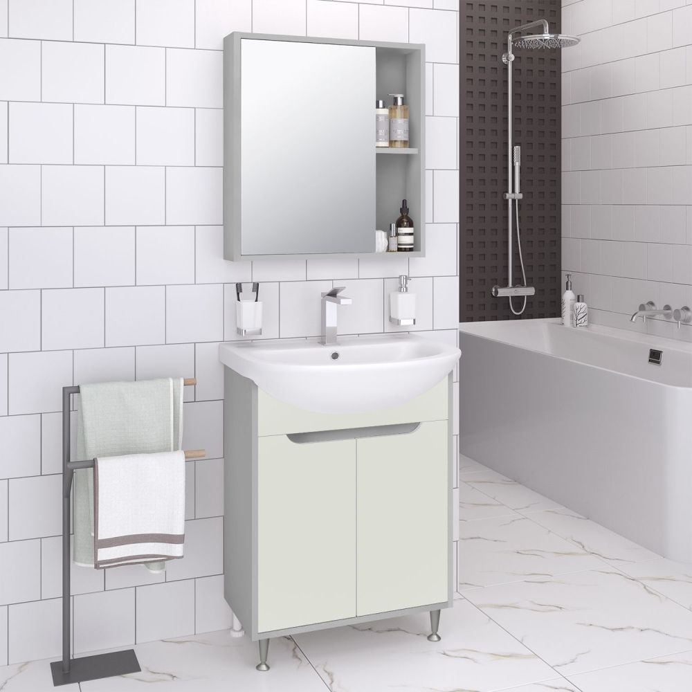 Зеркальный шкаф Runo Эко 60 СЕРЫЙ (00-00004676), артикул 00-00004676