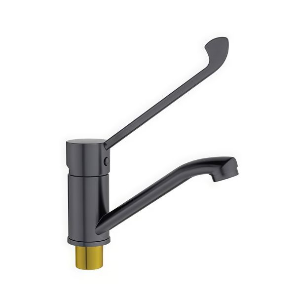 Смеситель для кухни с хирургической ручкой BELZ B19019-3, оружейная сталь