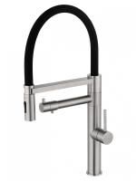 Смеситель для кухни с гибким изливом и подключением фильтра WONZON & WOGHAND, Брашированный никель (WW-88458007-BN)