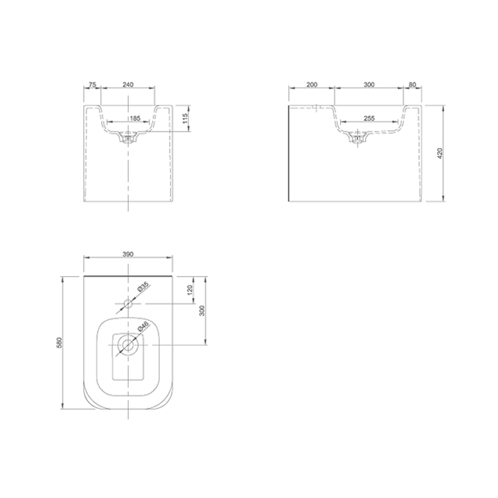 KNIEF Glam Биде напольное  58х39х42 см, с 1 отв под смеситель, цвет  белый матовый