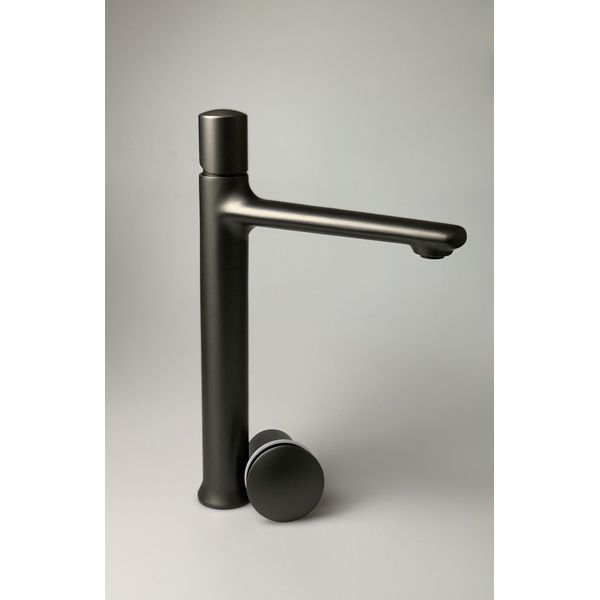 Daniel Fusion, высокий однорычажный смеситель для раковины (излив 18,5 см), с донным клапаном click-clack, цвет графит