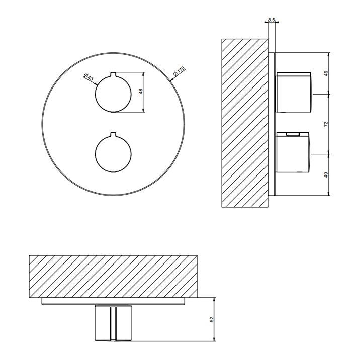 Gessi Emporio Via tortona Внешние части для термостатического смесителя на 3 позиции, цвет: Chrome, артикул 38778#031