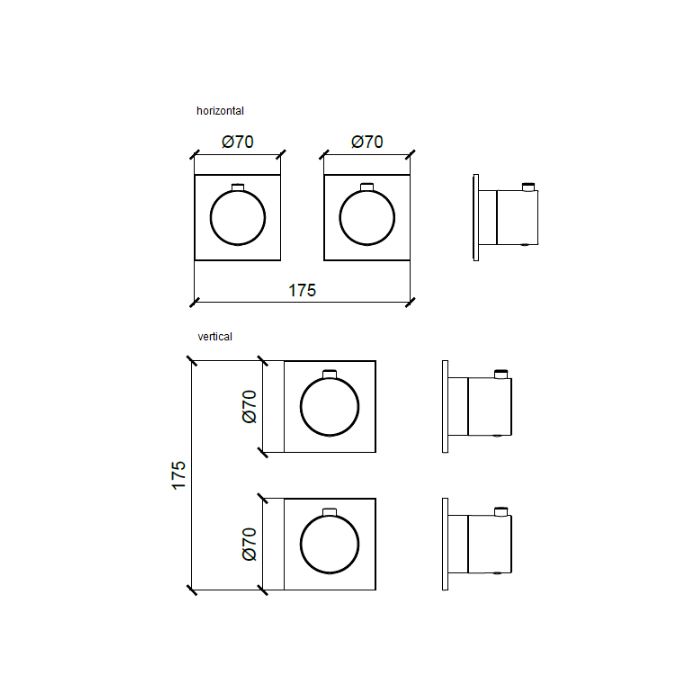 Смеситель для душа, Almar, Water Control Modular, с переключателем на 2/3 потребителя, тип открывания воды-однорычажный, тип регулирования воды-термостатический картридж, монтаж-настенный встраиваемый, отверстия для монтажа-2, квадратные розетки с круглым Смеситель для душа, Almar, Water Control Modular, с переключателем на 2/3 потребителя, тип открывания воды-однорычажный, тип регулирования воды-термостатический картридж, монтаж-настенный встраиваемый, отверстия для монтажа-2, квадратные розетки с круглым