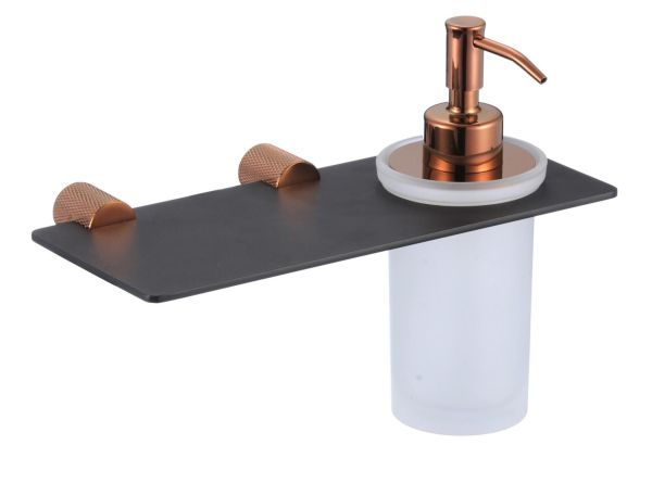 Дозатор для жидкого мыла с полочкой Savol S-002131HD, черный/бронза