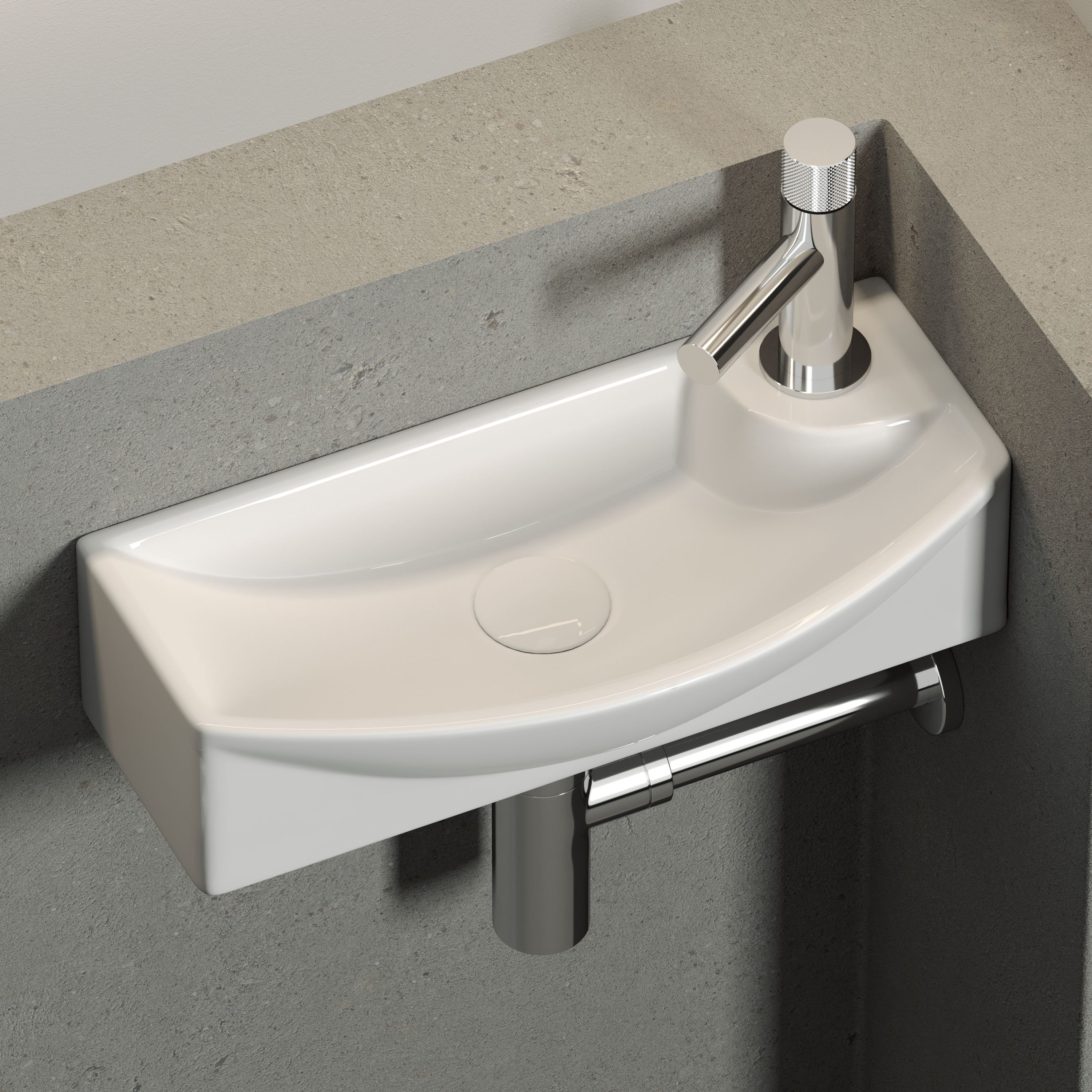 Умывальник подвесной прямоугольный  с крепежом (чаша слева, отверстие под смеситель справа) Element 455*220*130мм CN6038L