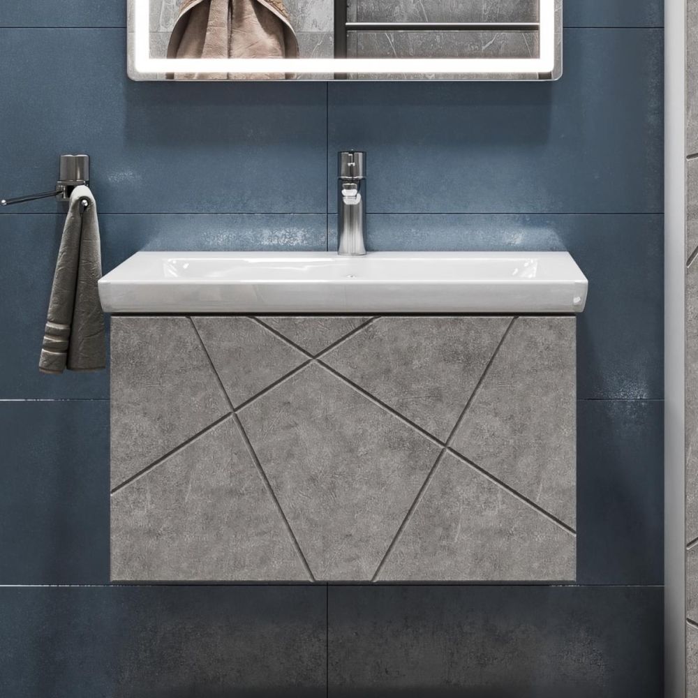 Тумба под раковину подвесная VIGO Geometry 033 бетон, 60 см, артикул 033 бетон