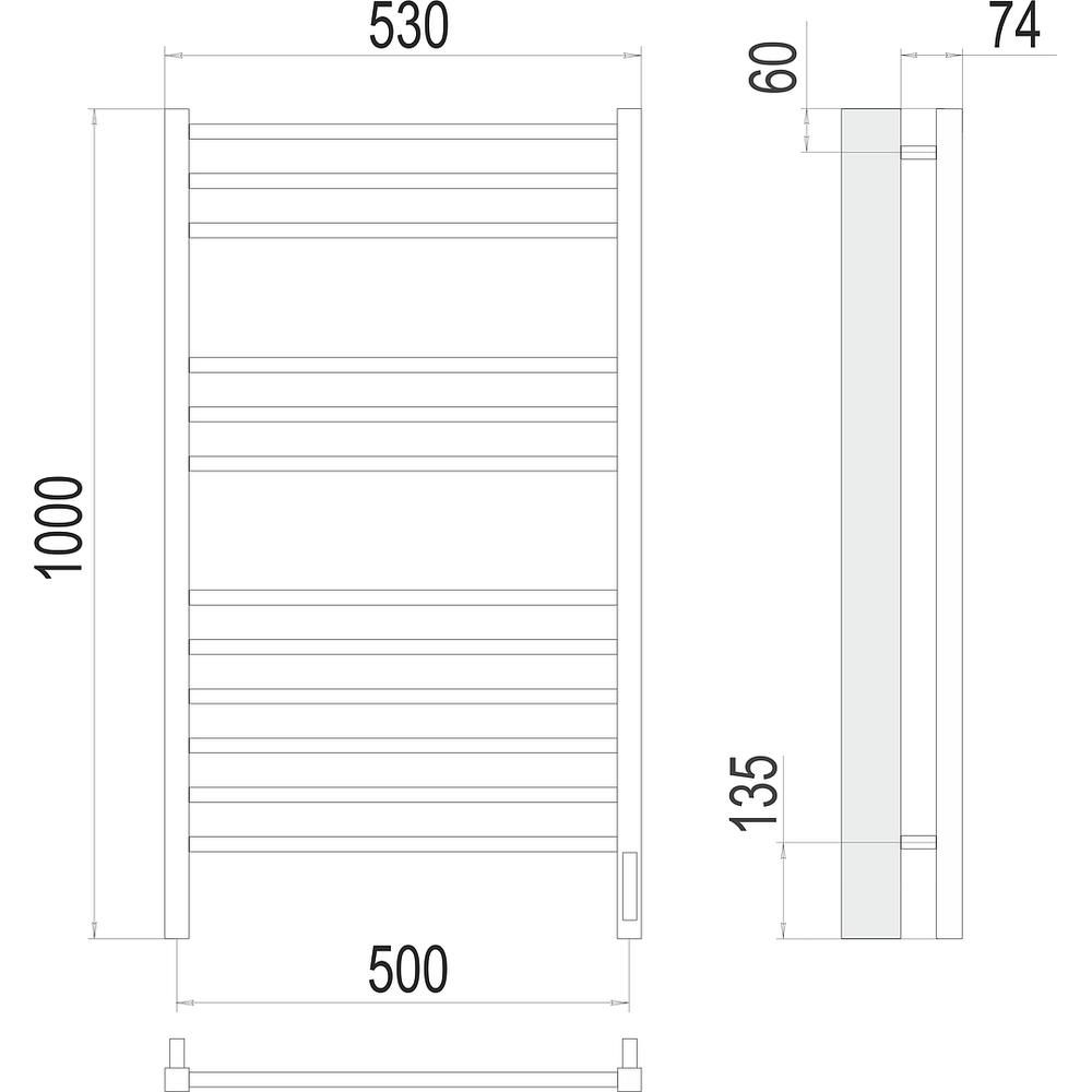 Полотенцесушитель электрический Terminus Сицилия П12 50х100, артикул 4670078526298