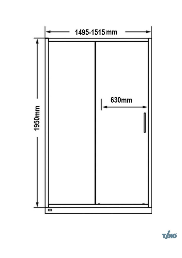Душевая дверь Timo TD-150/03GR-6, раздвижная 1950*1500, стекло графит 6 мм (T05), артикул T05
