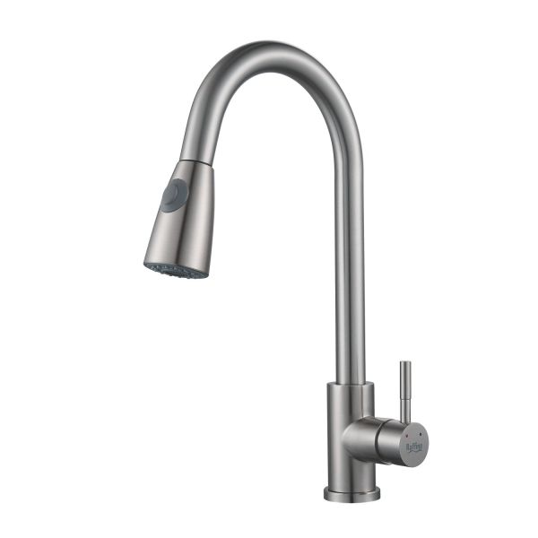 Смеситель для кухни с выдвижным изливом Raffine F213L, сатин