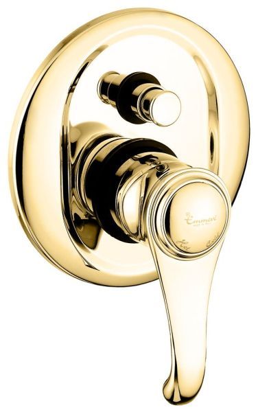 Emmevi Tiffany, встраиваемый в стену однорычажный смеситель для душа на 2 выхода, с кнопочным дивертером, цвет золото