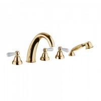 Bongio Oxford Lux Смеситель для ванны, цвет золото/белый фарфор