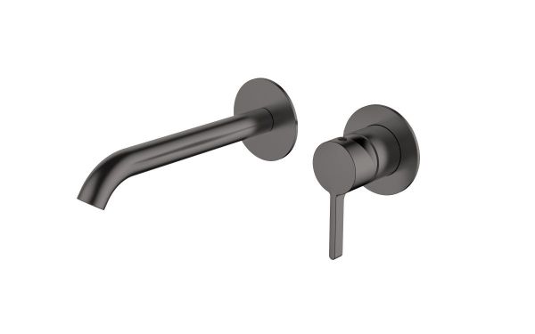 AQG Urban Flow Two, встраиваемый в стену однорычажный смеситель для раковины, цвет оружейная сталь (PVD)