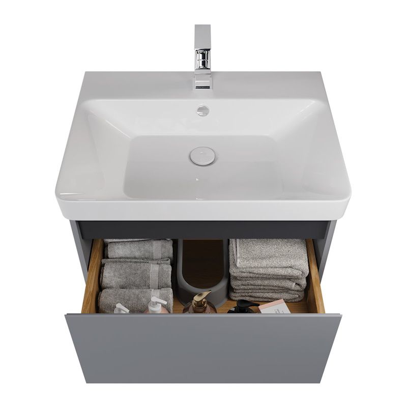 Тумба с раковиной подвесная/напольная Dreja Luxury Plus 50 см, серый базальт, артикул 99.2028-com