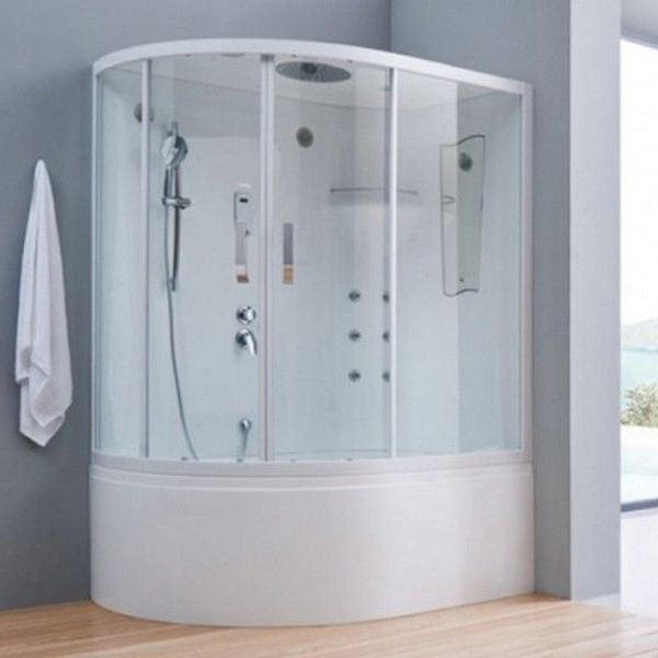 Душевой бокс SSWW BU103B R 150х100 с баней профиль Белый задняя стенка Белая