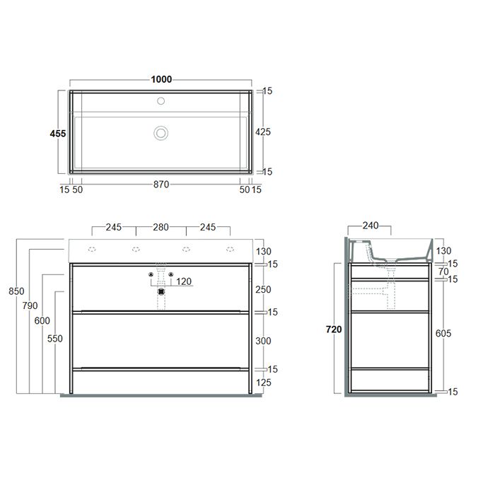 SIMAS AGILE Структура металлическая 101x46xh72 см, напольная, для раковины AG101, с 2 полками, цвет черный матовый SIMAS AGILE Структура металлическая 101x46xh72 см, напольная, для раковины AG101, с 2 полками, цвет черный матовый