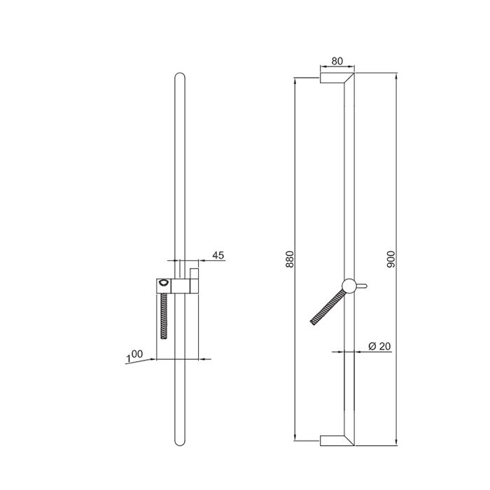 Fantini Milano Душевая штанга 90см с держателем и шлангом 150см, цвет: матовая оружейная сталь