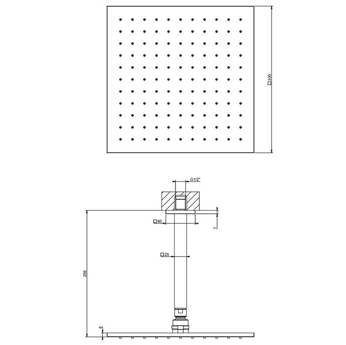 Gessi Emporio Emporio shower Душевая головка потолочная, поворотная с шарниром, с защитой от известкового налёта, цвет: Finox Brushed Nickel
