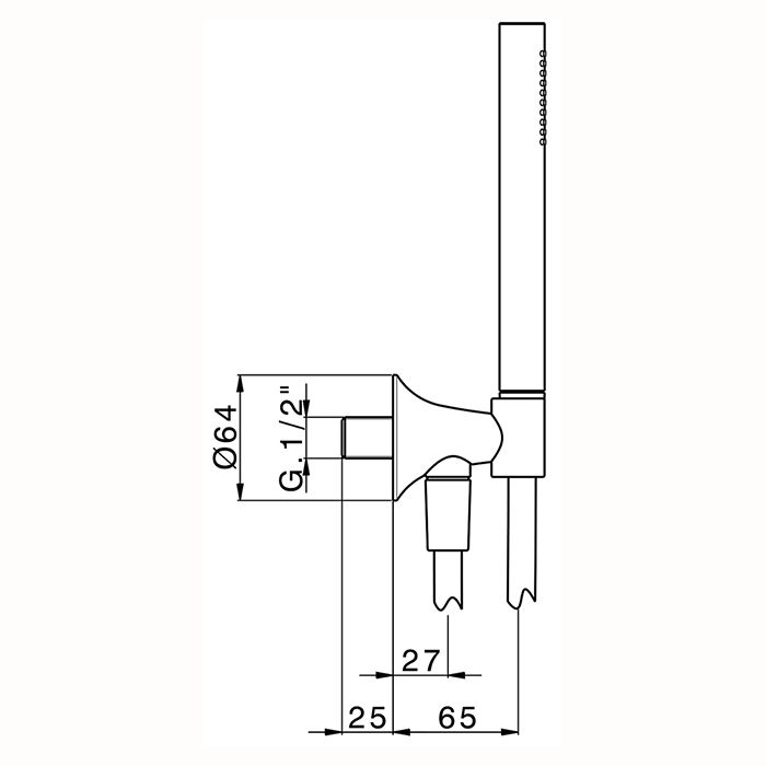CISAL VITA Душевой комплект с ручным душем, держателем с подводом воды и шлангом 1500 мм., цвет хром