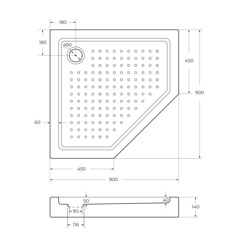 Сифон для душевого поддона CEZARES CZR-01-90 TRAY-COVER-G Cezares