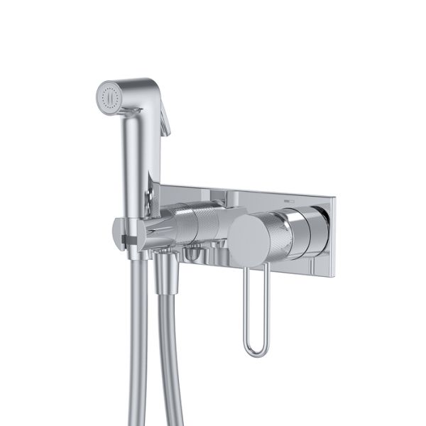 Встраиваемый смеситель с гигиеническим душем IDDIS Duna с защитным клапаном, глянцевый хром (DUNSBV0i08)