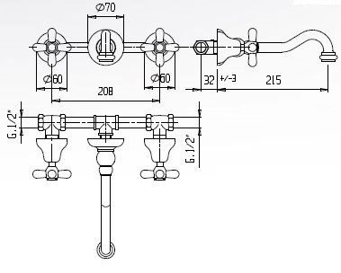 Встраиваемый смеситель для раковины CEZARES GOLF-BLS1