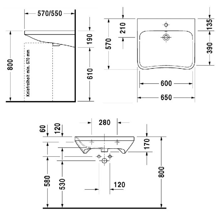 Duravit DuraStyle Раковина подвесная с переливом, 650х570 мм , с 1 отв под смеситель, цвет белый Duravit DuraStyle Раковина подвесная с переливом, 650х570 мм , с 1 отв под смеситель, цвет белый