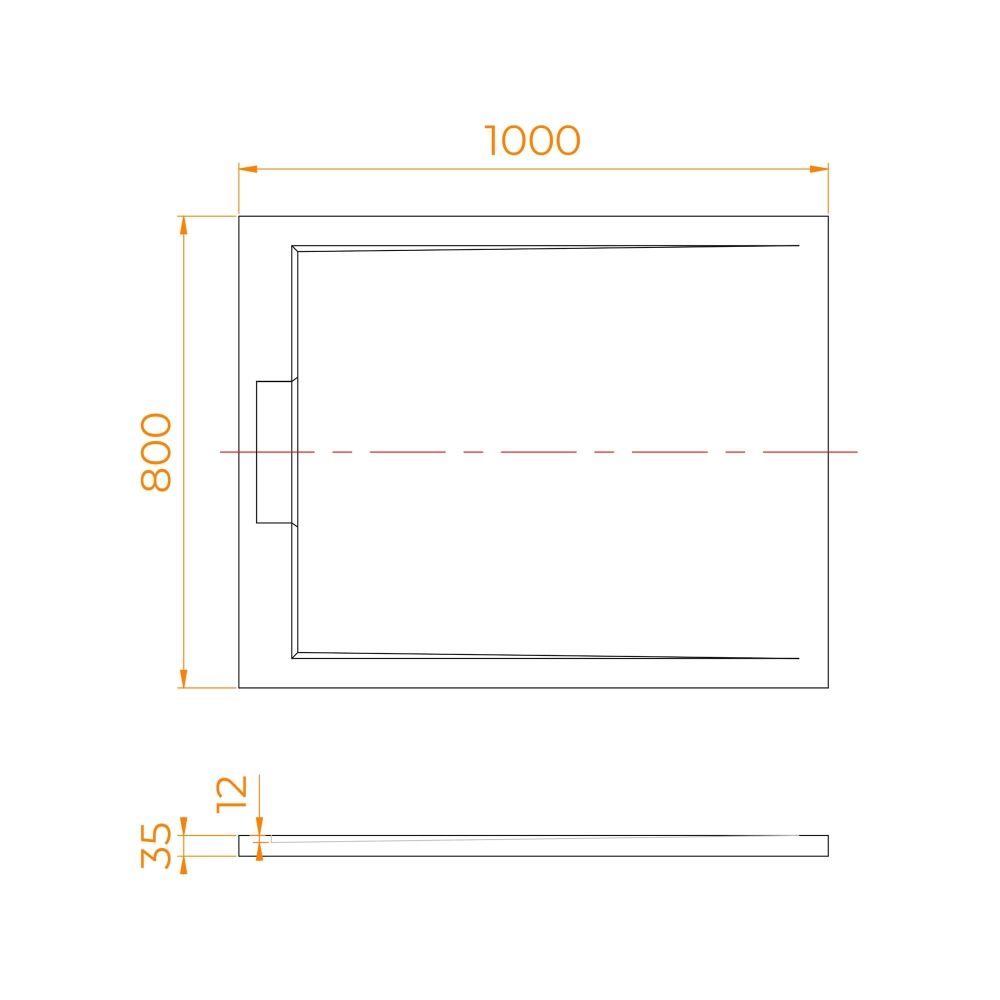 Душевой поддон прямоугольный RGW STL MB Черный мрамор (800x1000)