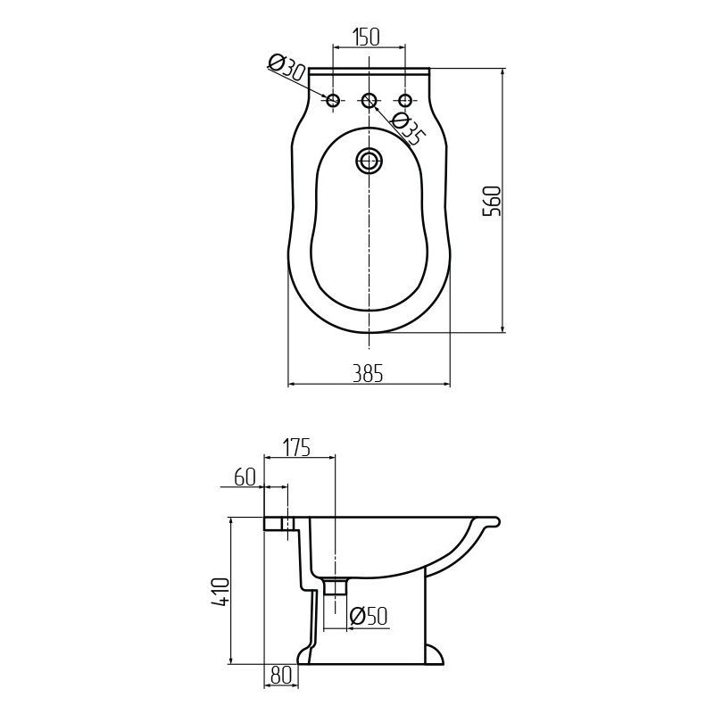 AUGUSTA Биде напольное, керамика белая