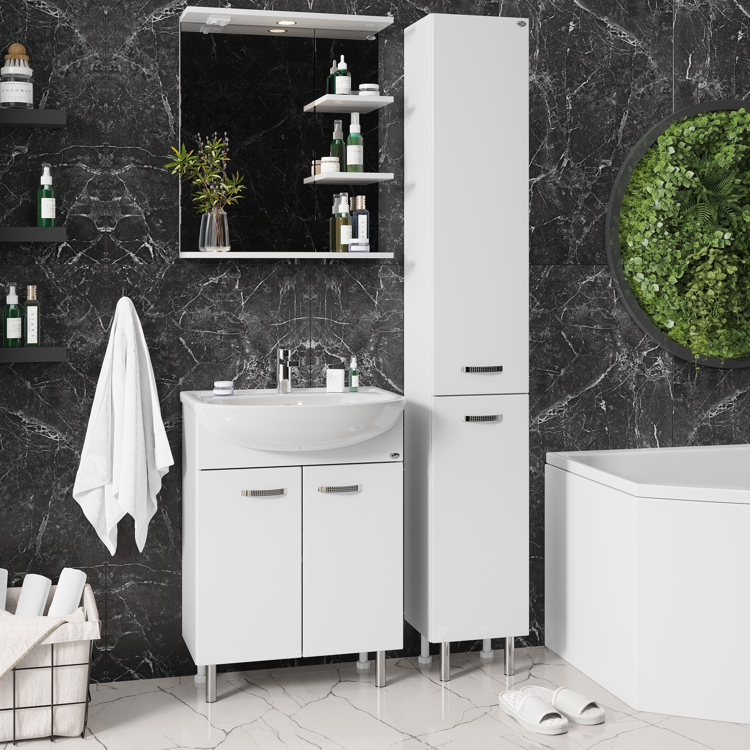 Тумба Onika Коралл 60 напольная, белая (ум. Уют 60)