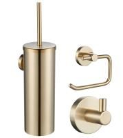 Набор аксессуаров из 3 предметов (крючок, держатель для бумаги, ершик) WONZON & WOGHAND, Брашированное золото (WW-8100-G)