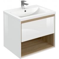 Тумба под раковину Cersanit Louna 60 SZ-LOU-CO60/Wh подвесная Белый глянец дуб Эврика