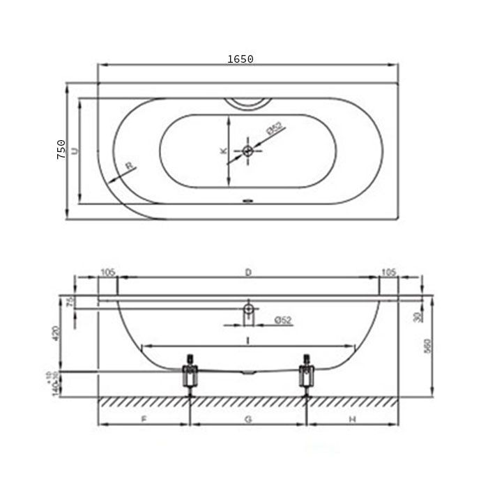Bette Starlet V Ванна стальная 165х75x42 см, с самоочищающимся покрытием Glaze Plus, цвет белый