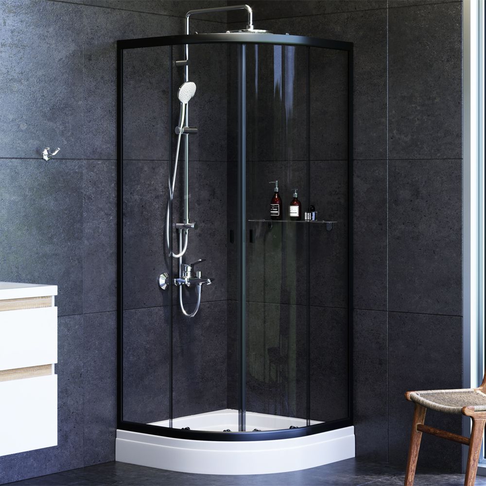W88E-205-080BT64 X-Joy Twin Slide,  Душевое ограждение c поддоном, 80x80, профиль черный W88E-205-080BT64 X-Joy Twin Slide,  Душевое ограждение c поддоном, 80x80, профиль черный