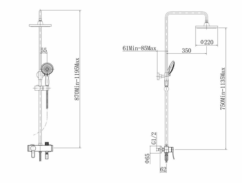 Душевая система FASHUN A2454, хром