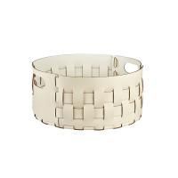 ADJ Круглая корзина для белья, D40xH20 см., цвет: панна котта/белый